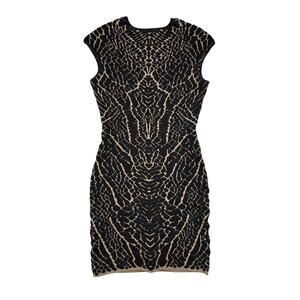 RVN - Printed Mini Dress in Tan and Black